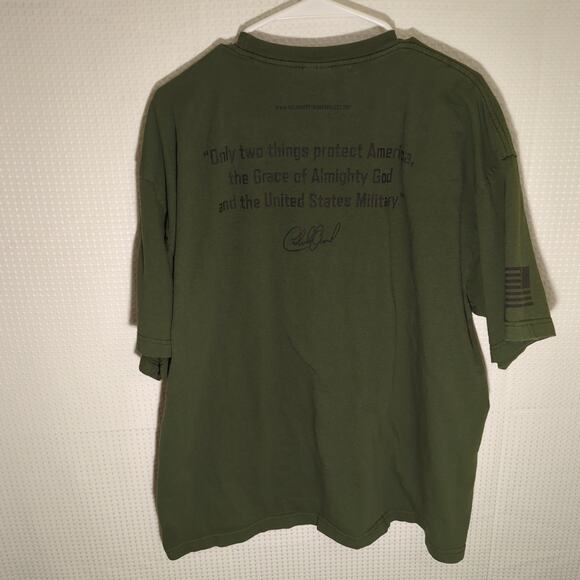 Charlie Daniels Band 2XL Army Green T-Shirt USA God Military Quote Bayside Tee - Picture 6 of 8